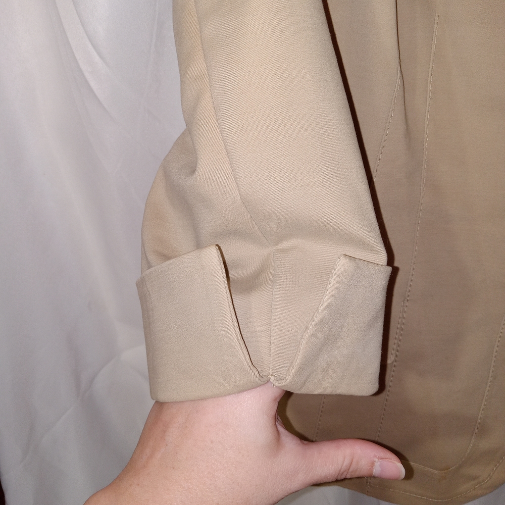 Anne Klein Women's Tan Blazer 14 Stretch Cotton Business Career 3 Button - Picture 3 of 10